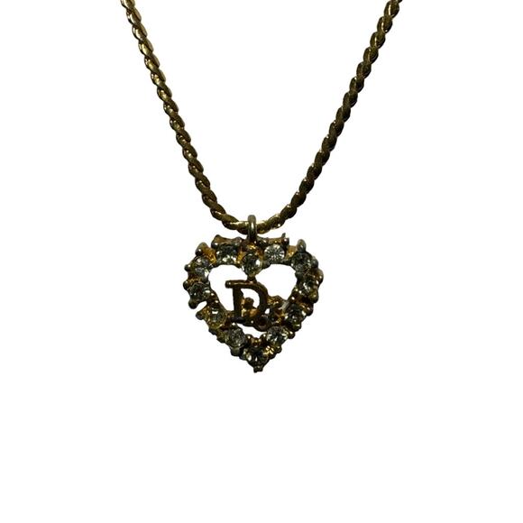 Christian Dior Heart Rhinestone Necklace Gold Plated*Beautiful w/Velvet Gift Box - Picture 5 of 10